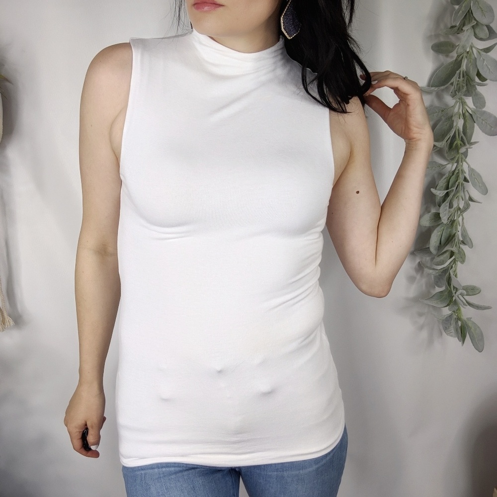 Halogen Jersey Funnel neck top white NEW 429 - Picture 2 of 7